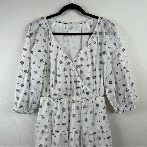 Anthropologie Blue/White Peasant Dress Size Medium - Picture 4 of 11